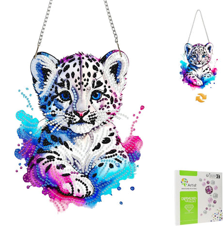 Masendp Hanging Diamond Art Painting Kit Tiger, 5D Special Shape Crystal Gem Craft Pendant Kit for Adult, DIY Acrylic Diamond Art Deco Kit for Home Garden Decoration Masendp