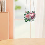 AiYuanzsh 5D Diamond Painting Hanging Pendant, DIY Rose and Heart Diamond Art Kit for Adults, Crystal Rhinestone Window Decoration, Wall and Home Ornament Gift AiYuanzsh