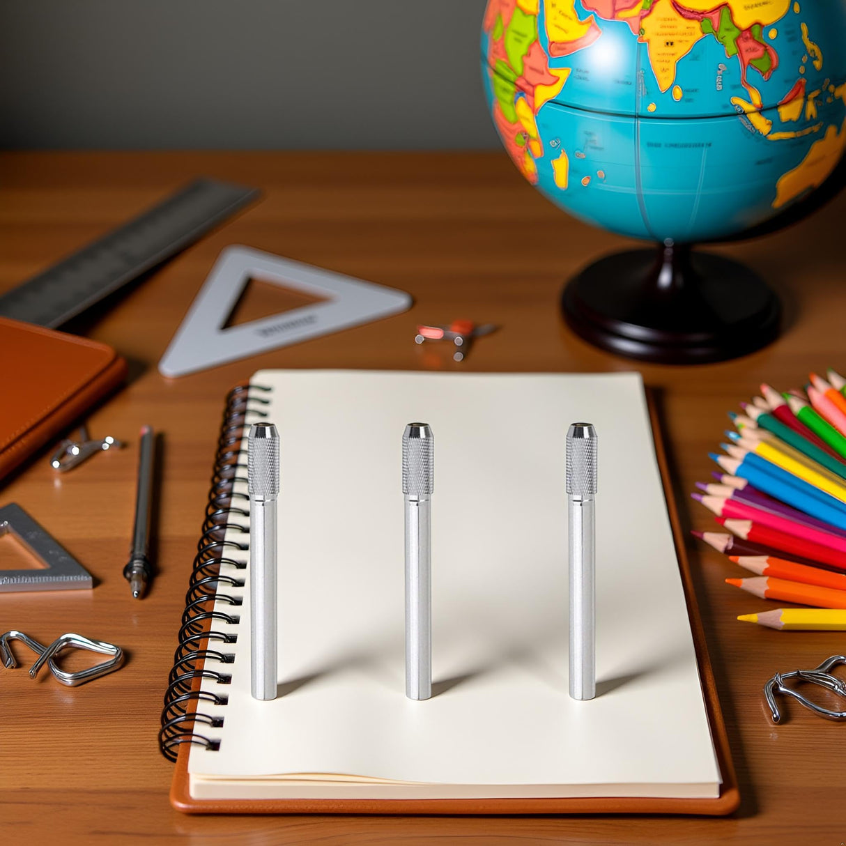 JJLFresheners 3Pcs Silver Extenders Dual Head Pencil Extender for Artists Adjustable Metal Handle Pen Holder Lengthener for School Office, Desk Supplies Holders and Dispensers, Pencil Extender JJLFresheners