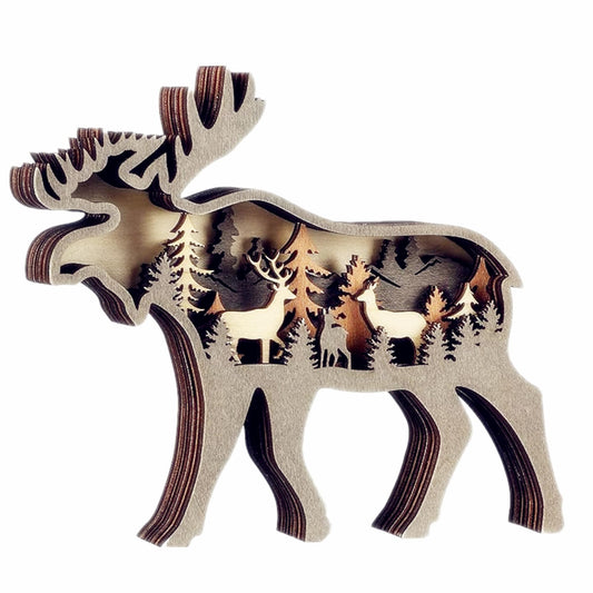 alblinsy Forest Animal Desk Art Decor Wooden Farmhouse Table Decoration, Cabin Decor, Nursery Decor Mountain Decor for Bedroom Living Room (Deer)