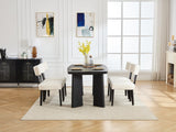 DAYALANE Wooden Dining Table Set of 4, Farmhouse Rectangular Dining Room Table with 4 Upholstered Beige Dining Room Chairs, Black Frame, Modern Black Kitchen Table and Linen Chairs Set for Home DAYALANE