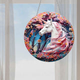 DTSFHTDAL Stained Acrylic Window Hanging, Animal Decoration Suncatcher for Window Suncatchers Sofa Wall Hanging Ornament TV Wall Hangings with Chain and Hook Indoor Hanging Art (Unicorn) DTSFHTDAL