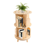 GNJINX 2-Tier Rotating Solid Wood Bookshelf - Multi-Functional Display & Storage Rack GNJINX