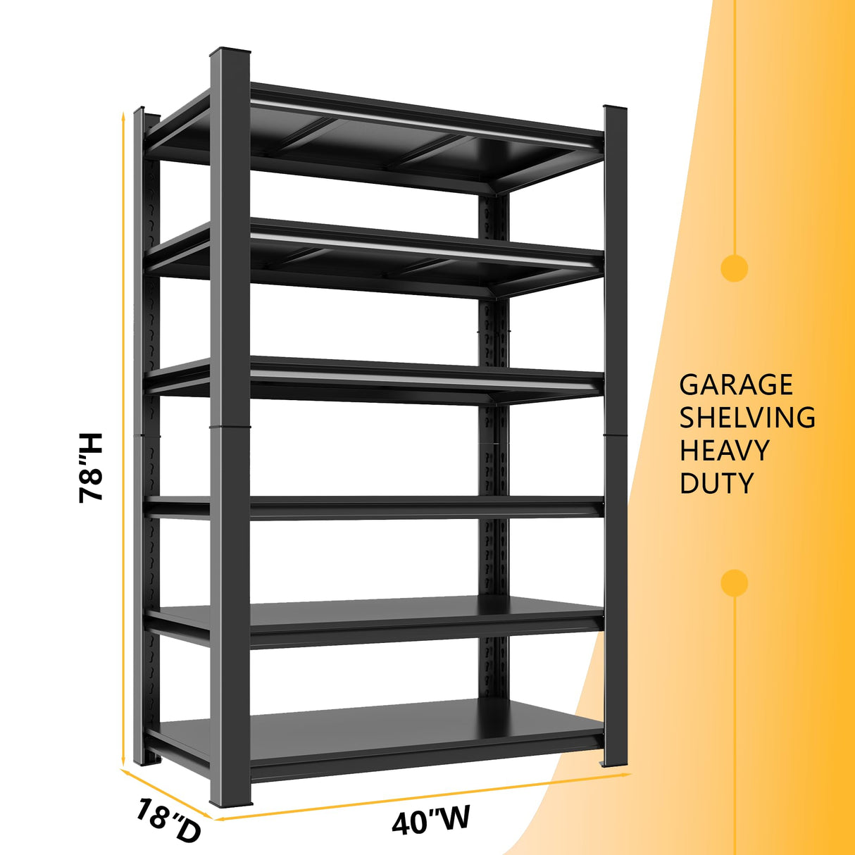 Metallitrend 78H/40W Heavy Duty Garage Shelving Unit- 6 Tier Metal Garage Storage Shelves, Steel Rack with Reinforced Bracing, Adjustable Shelf for Utility Room,Warehouse, Basement,Easy Assembly Metallitrend