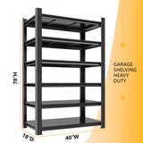 Metallitrend 78H/40W Heavy Duty Garage Shelving Unit- 6 Tier Metal Garage Storage Shelves, Steel Rack with Reinforced Bracing, Adjustable Shelf for Utility Room,Warehouse, Basement,Easy Assembly Metallitrend