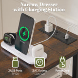 Yoobure Narrow Dresser for Bedroom, LED Slim Dresser with Charging Station, Small Dressers Chest of Drawers, Fabric Dresser Tall Skinny Cabinet Night Stand for Dorm, Small Spaces, Closet, Bathroom Yoobure