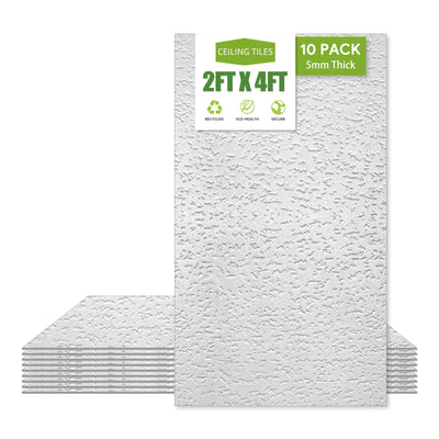 2ft x 4ft Drop Ceiling Tiles，Printed Pro Ceiling Tiles 24 x 48in. Waterproof, Washable and Fire-Rated - Reusable - High-Grade PVC to Prevent Breakage-Package of 10 Tiles