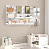 VEOFEMLEA Pegboard Combination Kit, 8 Peg Boards and 30 Accessories Modular Hanging Black Pegboard for Walls, Office Wall Organizer, Keys Holder on Wall, Nursery Storage, 44"x22" Black VEOFEMLEA