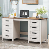 Vabches Farmhouse 60.6” Executive Desk with 7 Drawers, Computer Desk with File Drawer for Hanging Files A4, Workstation for Home Office, Study. Vabches