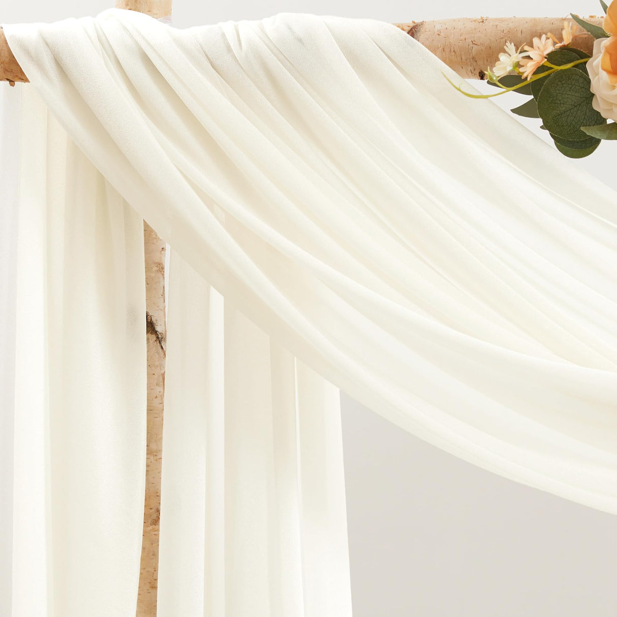 30" x 20Ft Wedding Arch Draping Fabric, 1 Panel Ivory Sheer Curtain Drapes Extra Wide & Long Backdrop Curtains for Wedding Arch Ceremony Birthday Party Decorations Party Talk