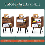 Yoobure Night Stand with Fabric Drawer, Modern Nightstand, Bedside Tables, Mid Century Nightstands with Open Storage Shelf, Wood Bedside Table, Small Night Stands for Bedrooms, 2-Tier Night Table Yoobure