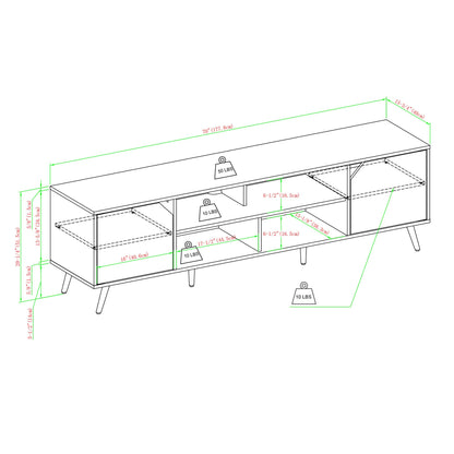 Walker Edison Nora Modern Minimal Open-Shelf Stand for TVs up to 80 Inches, 70 Inch, Dark Walnut - WoodArtSupply