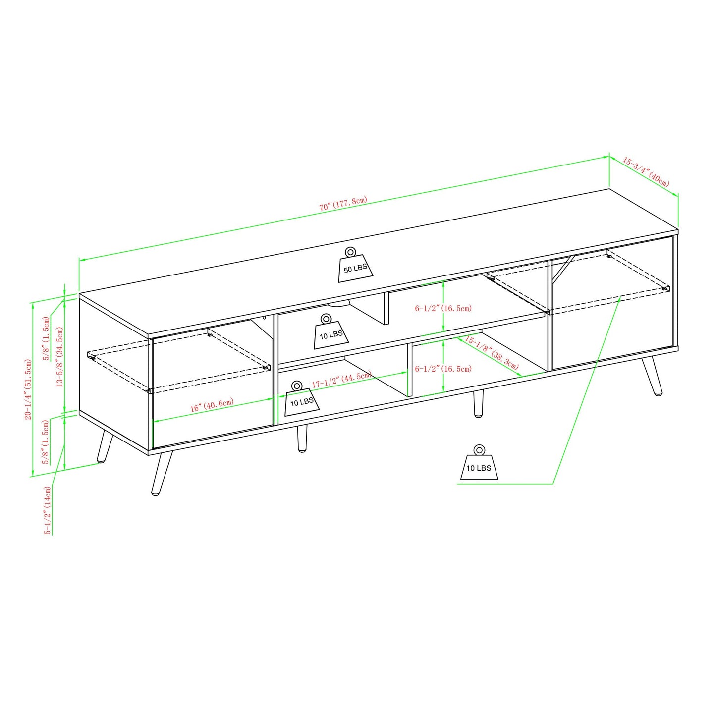 Walker Edison Nora Modern Minimal Open-Shelf Stand for TVs up to 80 Inches, 70 Inch, Black - WoodArtSupply