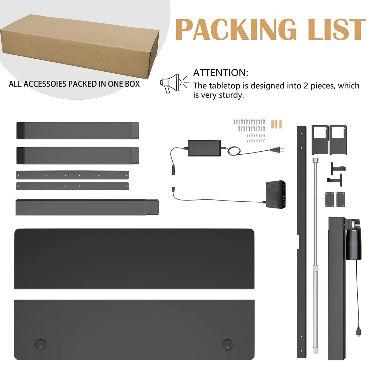 Meilocar Height Adjustable Electric Standing Desk, Sit Stand Computer Desk w/Memory Controller, Home Office Workstation Stand up Desk with Splice Board, 55" x 24" Tabletop (Black Top + Black Frame) Meilocar