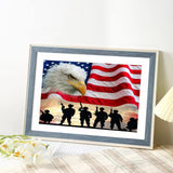 Maripabon 5D Painting by Numbers Kits National Flag Eagle Military Full Diamond DIY Round Diamond Art Kits Patriotic Pictures Art for Home Wall Decor,15.7x11.8 inch Maripabon