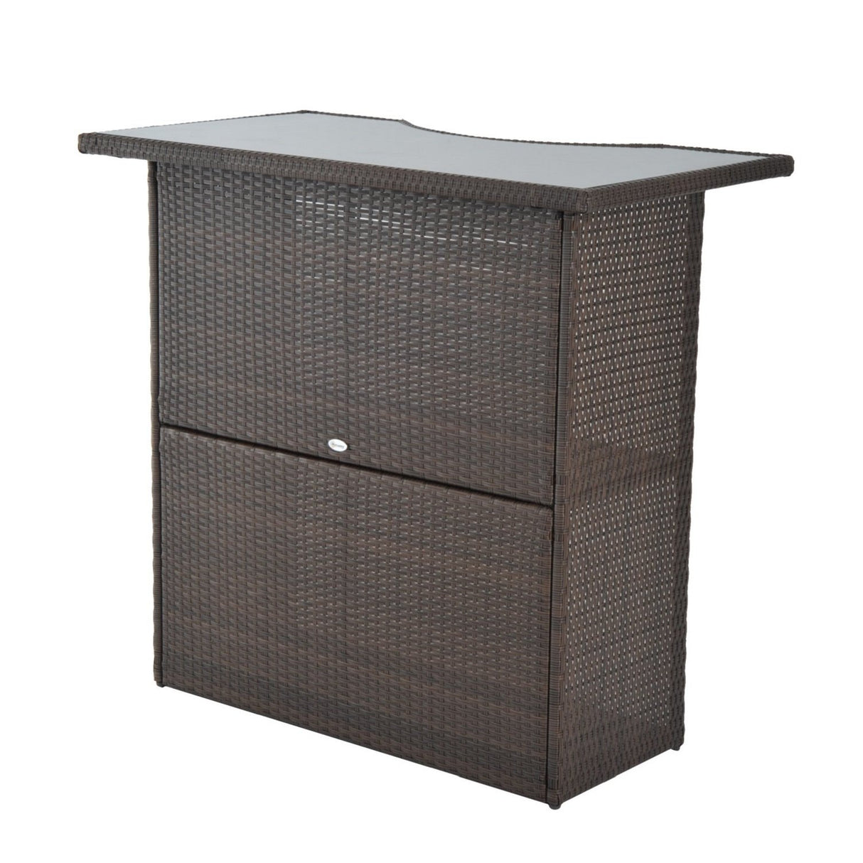 Outsunny 5 Pcs Rattan Wicker Bar Set, High Top Outdoor Table and Chairs, Bar Height Patio Set with Glass Table Top 2 Tier Storage Shelf, and 4 Bar Stools for Garden, Poolside, Gray Outsunny