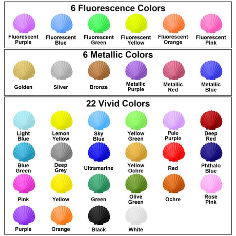 FansArriche Airbrush Paint Set, 34 Colors Acrylic Air brush Paint Kit with 2 Thinner, Ready to Spray Water-based Opaque & Neon Colors for Beginners, Artists, DIY Projects, 20 ml/Bottle FansArriche