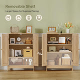 Iwell Storage Cabinet, Rattan Cabinet with Adjustable Shelf, for Living Room, Entryway, Kitchen, Home Office, Nature Iwell
