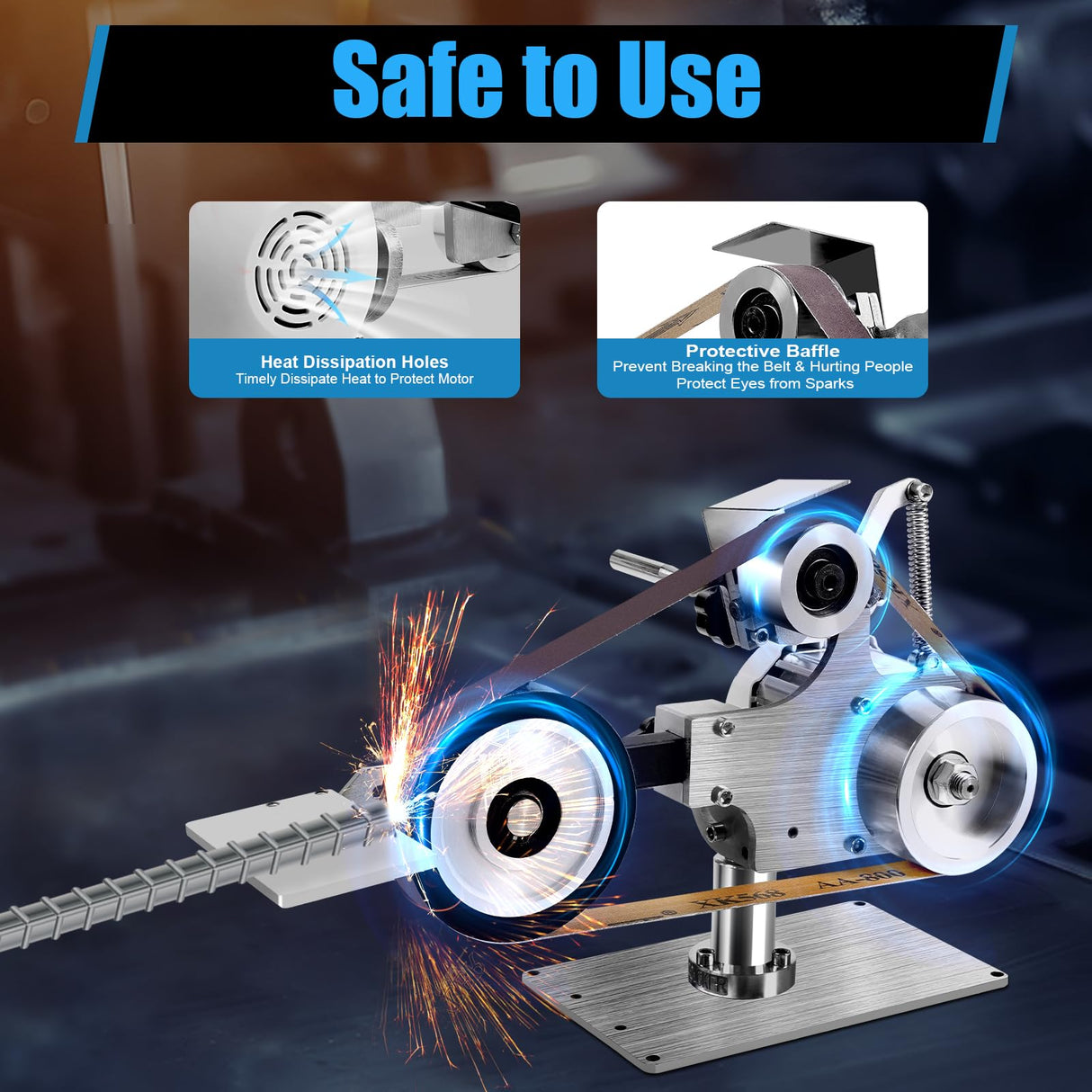 Electric Belt Sander Bench Polishing Grinder, Desktop Vertical Horizontal 30" x 1" Belt Machine, 550W Brushless Motor Fixed Angle Opening Belt DONNGYZ