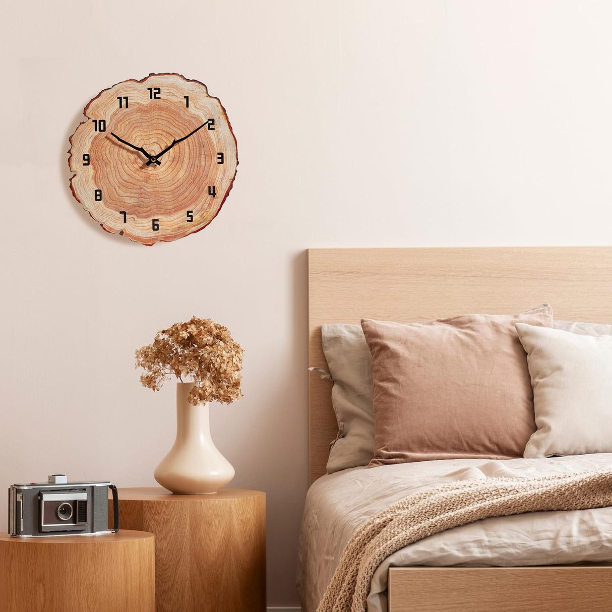 YRUDMBIN Rustic Wall Clock Silent 12 Inch Battery Operated Wooden Home Decor for Bathroom Kitchen Bedroom Living Room,Annual Ring YRUDMBIN