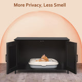 Homhedy Cat Litter Box Enclosure,Litter Box Furniture Hidden with Barn Door,Wooden Cat Washroom Furniture,Cat House,Fit Most of Litter Box, Black Homhedy