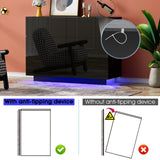 Anbuy LED 6 Drawer Double Dresser, Modern Dresser with High Gloss Drawers Dual Chest of Drawers Black Dresser for Bedroom with Lights (Black) Anbuy