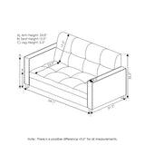 Furinno Brive Contemporary Tufted Faux Leather Loveseat/Sofa Couch for Living Room, Black Faux Leather Furinno