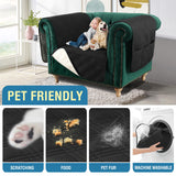 H.VERSAILTEX 100% Waterproof Armchair Slipcovers Modern Arm Chair Covers with Extra Long Armrest Cover Traditional Chesterfield Chair Covers Thick Sofa Protector for Cats (Chair, Black/Beige) H.VERSAILTEX