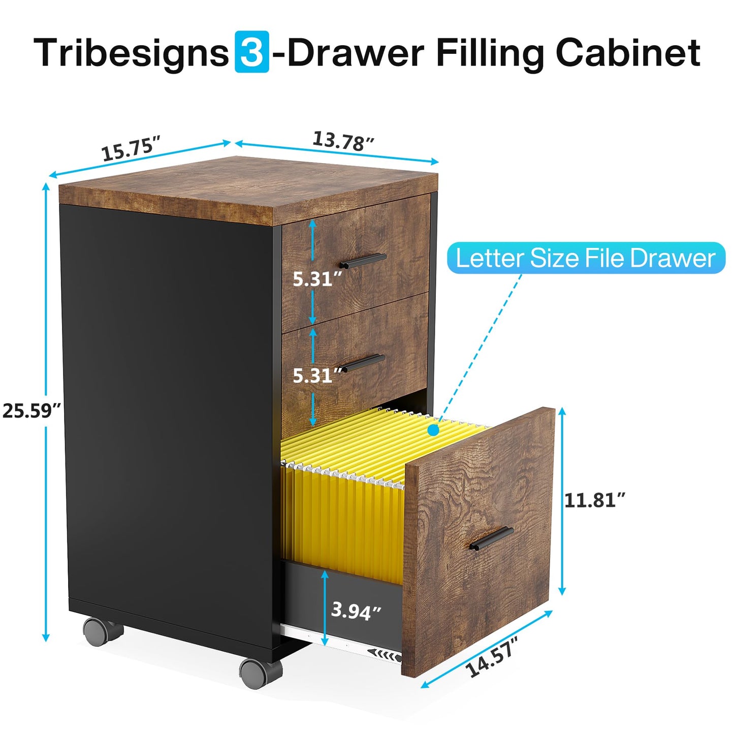 Tribesigns 83" L-Shaped Executive Desk, Large Office Desk with 3-Drawer Mobile File Cabinet, Industrial Corner Computer Desk with Storage Drawers, Business Furniture Desk Workstation for Home - WoodArtSupply