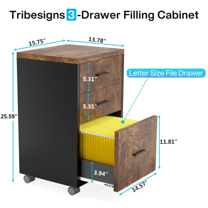 Tribesigns 83" L-Shaped Executive Desk, Large Office Desk with 3-Drawer Mobile File Cabinet, Industrial Corner Computer Desk with Storage Drawers, Business Furniture Desk Workstation for Home - WoodArtSupply