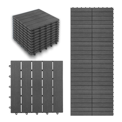 CLOVERHOLM 10PCS Plastic Interlocking Deck Tiles - 12"x12" Composite Patio Flooring, Waterproof Indoor & Outdoor Tiles All Weather for Front Porch, Backyard, Balcony, Poolside (Grey)