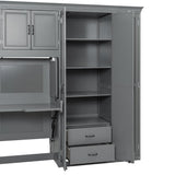 LUMISOL Twin Size Murphy Bed, Hidden Wall Bed with Wardrobe, Cabinet and Desk for Bedroom, Guestroom, Apartment, Grey LUMISOL