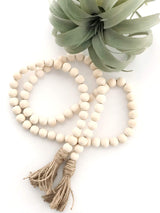 Natural Wood Bead Garland Set with Tassels, Farmhouse Beads Prayer Beads Wall Hanging Decor,57 Inches PINSUKO