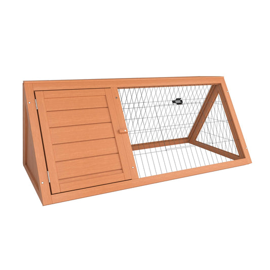 Vida Designs Wooden Pet Rabbit Hutch Triangle, Bunny Guinea Pig Cage Animal House Enclosure Outdoor Run, Brown (5055998405332) - WoodArtSupply