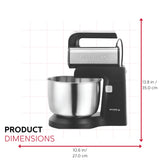 Holstein Housewares 5-Speed Hand and Stand Mixer, 250W Power with LED Light, Black and Stainless Steel – Versatile Mixer for Baking, Whipping, and More Holstein Housewares