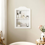 CJL 14'' x 18'' Recessed Medicine Cabinet, Solid Wood in-Wall Bathroom Cabinet, Arched Wall Niche Shelf, 2-Tier, White CJL