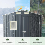 Grovellis Update Version 6x4 FT Outdoor Metal Storage Shed, Single Door, 1 Clear Window, Tool Shed for Garden, Patio, Backyard Nightblue Grovellis