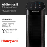 Honeywell Air Genius 5 Air Purifier with Permanent, Washable Filter, for Large Rooms, Reduces Smoke, Wildfire Smoke, Dust, Pollen, Pet Dander and More, Black, HFD320 Honeywell