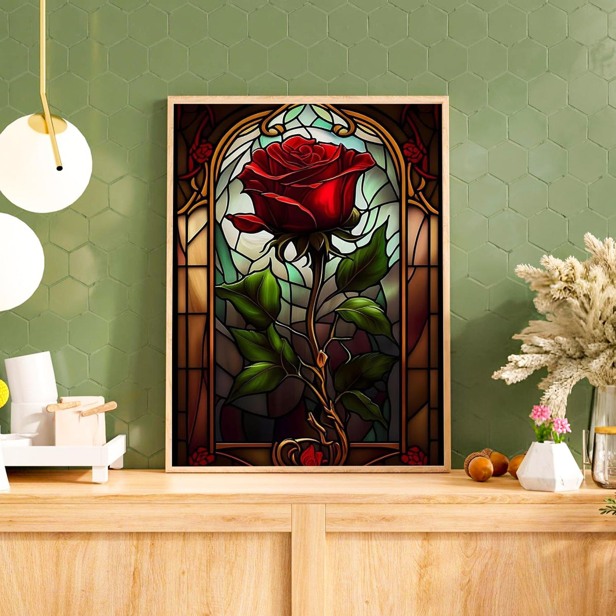 Aestalrcus Rose Diamond Painting Kit for Adults, Rose Diamond Art Kits for Adults, Flower Gem Art for Home Wall Decor 16x12inch Aestalrcus