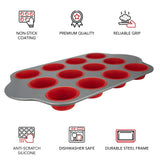 Boxiki Kitchen Non-Stick 12 Cup Silicone Muffin Pan With Steel Frame - BPA Free, Non-Toxic, Anti-Warp, Durable & Easy to Pop Silicone Muffin Tin - Perfect Cupcake Pan Boxiki Kitchen