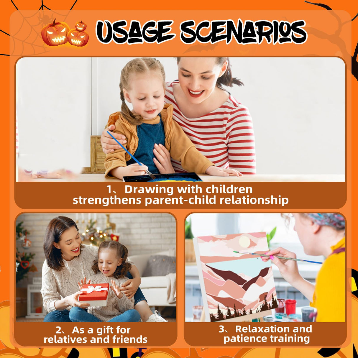 Reivworl Halloween Paint by Numbers Kit for Adults Beginners, Ghost Paint by Numbers, Adult Paint by Number Kits for Gifts and Home Wall Decor 16x20 Inch Reivworl