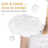 COZIVVOVV Modern Cat Tree, Natural Branch Cat Tower with Condo and Climbing Perches, Kitten Scratching Tree, Cat Furniture Gift, White COZIVVOVV