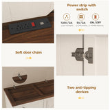 UPOSOJA Farmhouse Kitchen Pantry Storage Cabinet with Drawers & Shelves, Freestanding Hutch and Adjustable Shelves, Versatile Storage for Kitchen, Dining Room, Living Room (Old White) UPOSOJA