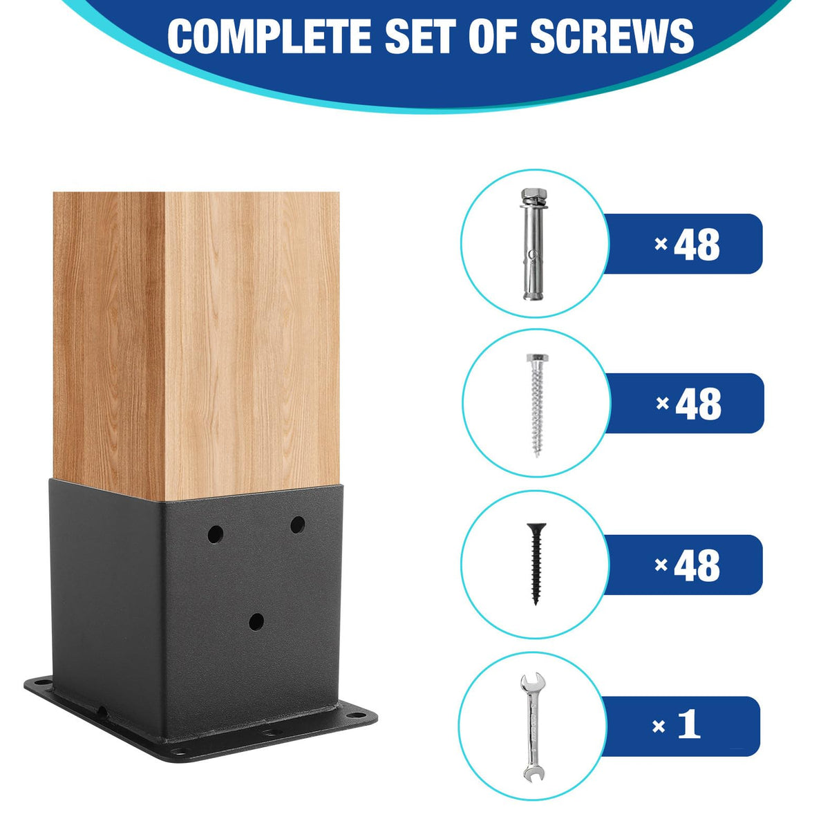 4x4 Post Base, 8 Pcs Post Brackets (Inner Size 3.6"x3.6") Black Powder-Coated Heavy Duty 4x4 Post Bracket for Deck Railing Kits ,Patio Post Anchor Porch, Handrail, Pergola and Mailboxes XIHUWZ