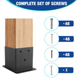 4x4 Post Base, 8 Pcs Post Brackets (Inner Size 3.6"x3.6") Black Powder-Coated Heavy Duty 4x4 Post Bracket for Deck Railing Kits ,Patio Post Anchor Porch, Handrail, Pergola and Mailboxes XIHUWZ