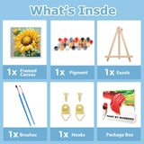 hkejoi Sunflower Paint by Numbers Kit for Adults, Flowers Paint by Numbers Framed and Easel, DIY Crafts Painting by Number for Home Wall Decor Gift 9.84x9.84 inch hkejoi