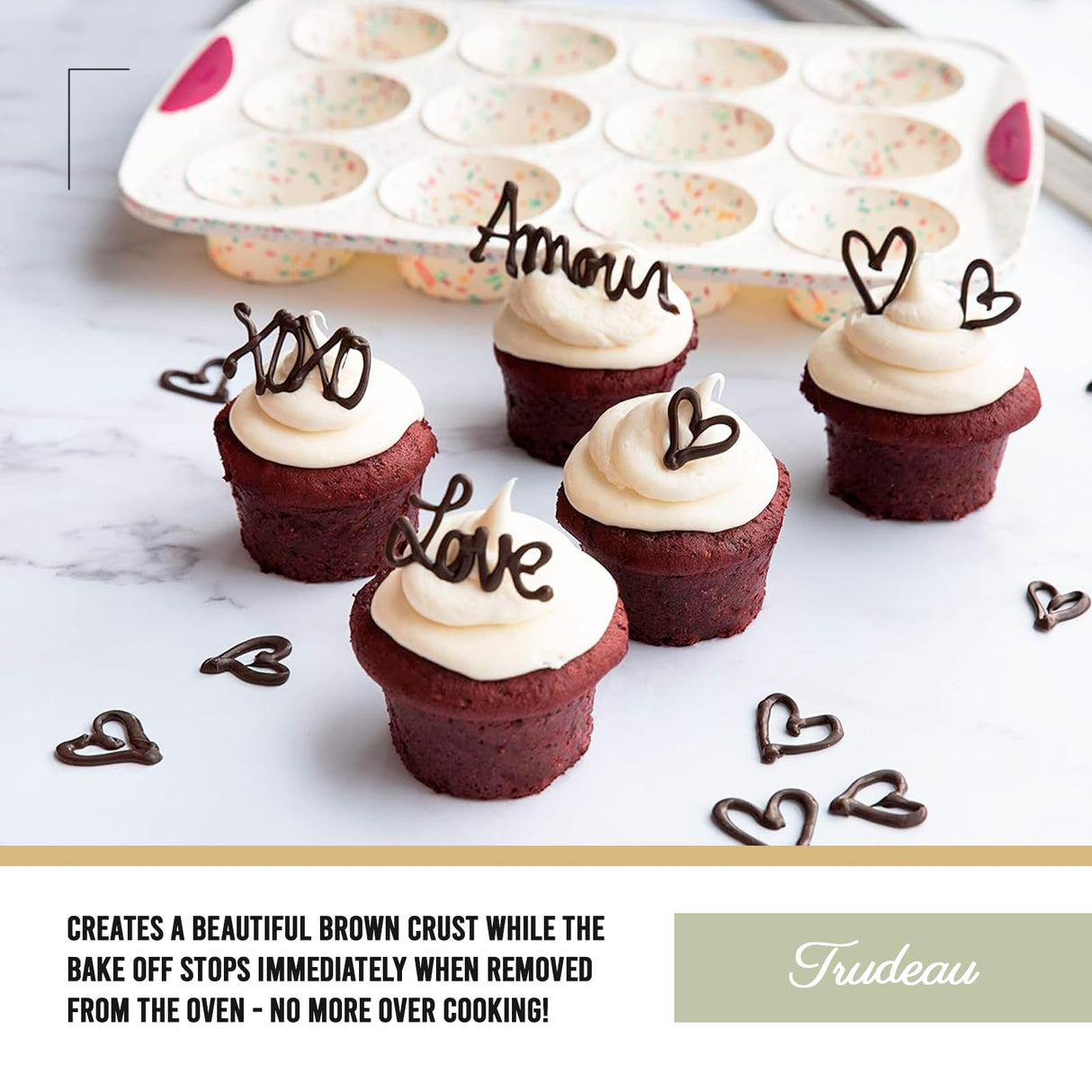 Trudeau - 5118553 Trudeau Structured Silicone Muffin Pan, 12 Cup, Confetti/Fuschia Trudeau