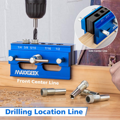 2.4"Self Centering Doweling Jig Kit, Adjustable Width Dowel Jig for Straight Holes, Biscuit Joiner Set Woodworking Power Tool Accessory Jigs (Orange) - WoodArtSupply