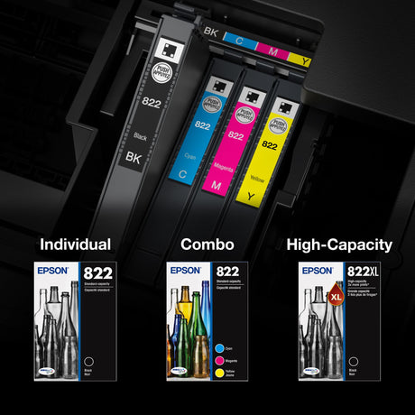 EPSON 822 DURABrite Ultra Ink High Capacity Black & Standard Color Cartridge Combo Pack (T822XL-BCS) Works with WorkForce Pro WF-3820, WF-3823, WF-4820, WF-4830, WF-4833, WF-4834 Epson