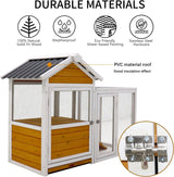 Oykomeoko 48" L Outdoor Duck Coop Wooden Chicken Coop with Nest Box PVC Waterproof Roof (Yellow Brown)（11746） oykomeoko